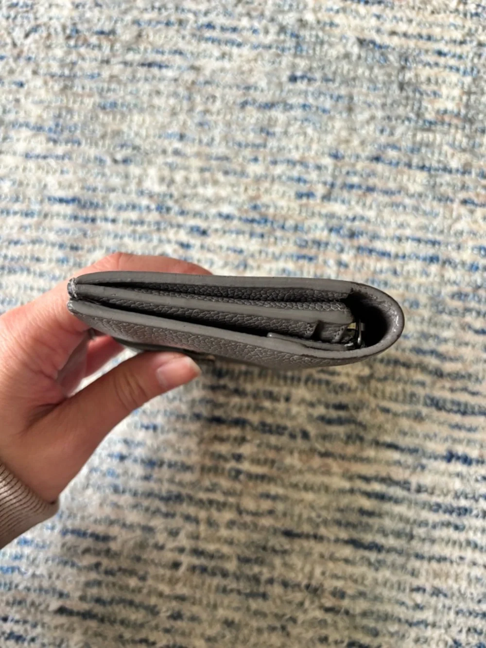 Saint Laurent Pebbled Leather Wallet and Card Holder in Taupe Gray - Picture 5 of 11